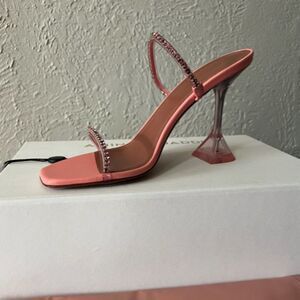 Amina muadi Pink Gilda high sandals with rhinestones